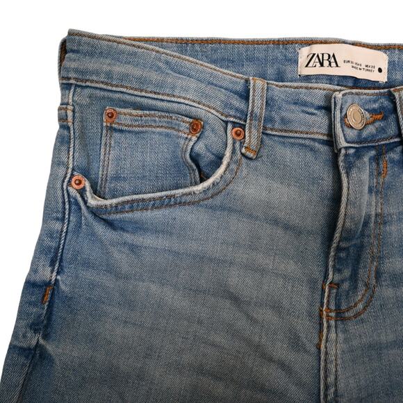 Zara Raw Hem Skinny Jeans Light Wash Womens 6 - Picture 6 of 10